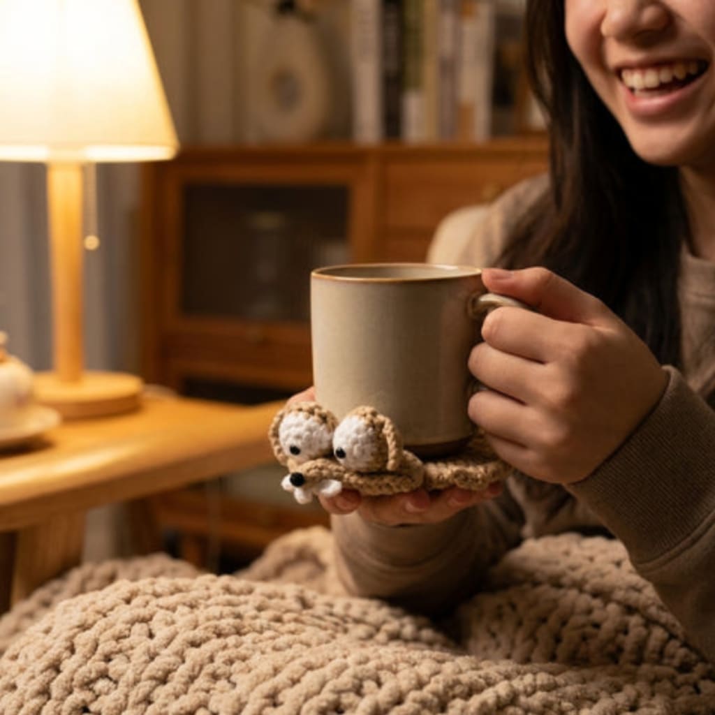 Funny Squirrel Crochet Coaster