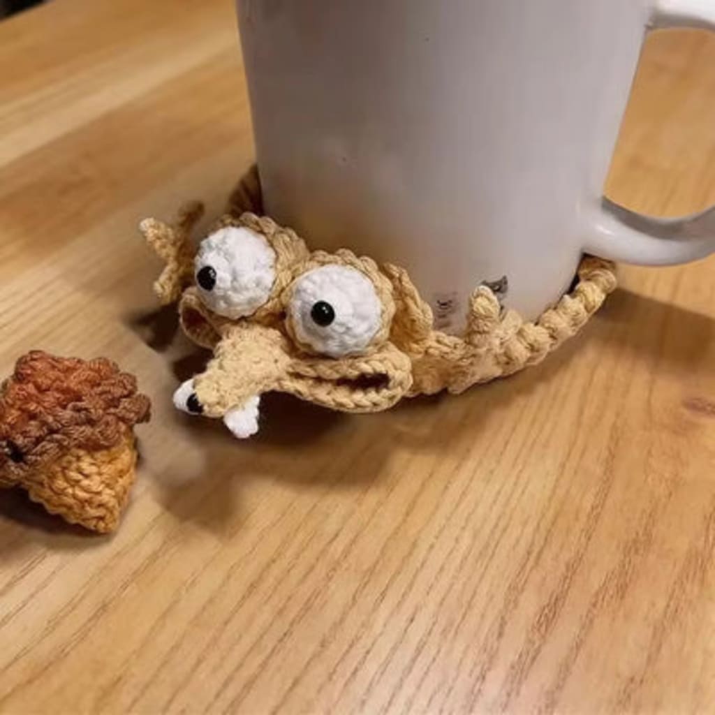 Funny Squirrel Crochet Coaster