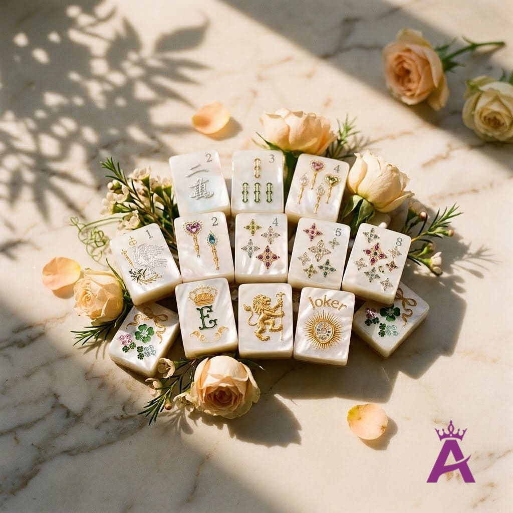 Mother-of-Pearl & Gold Mahjong — 160 Tiles