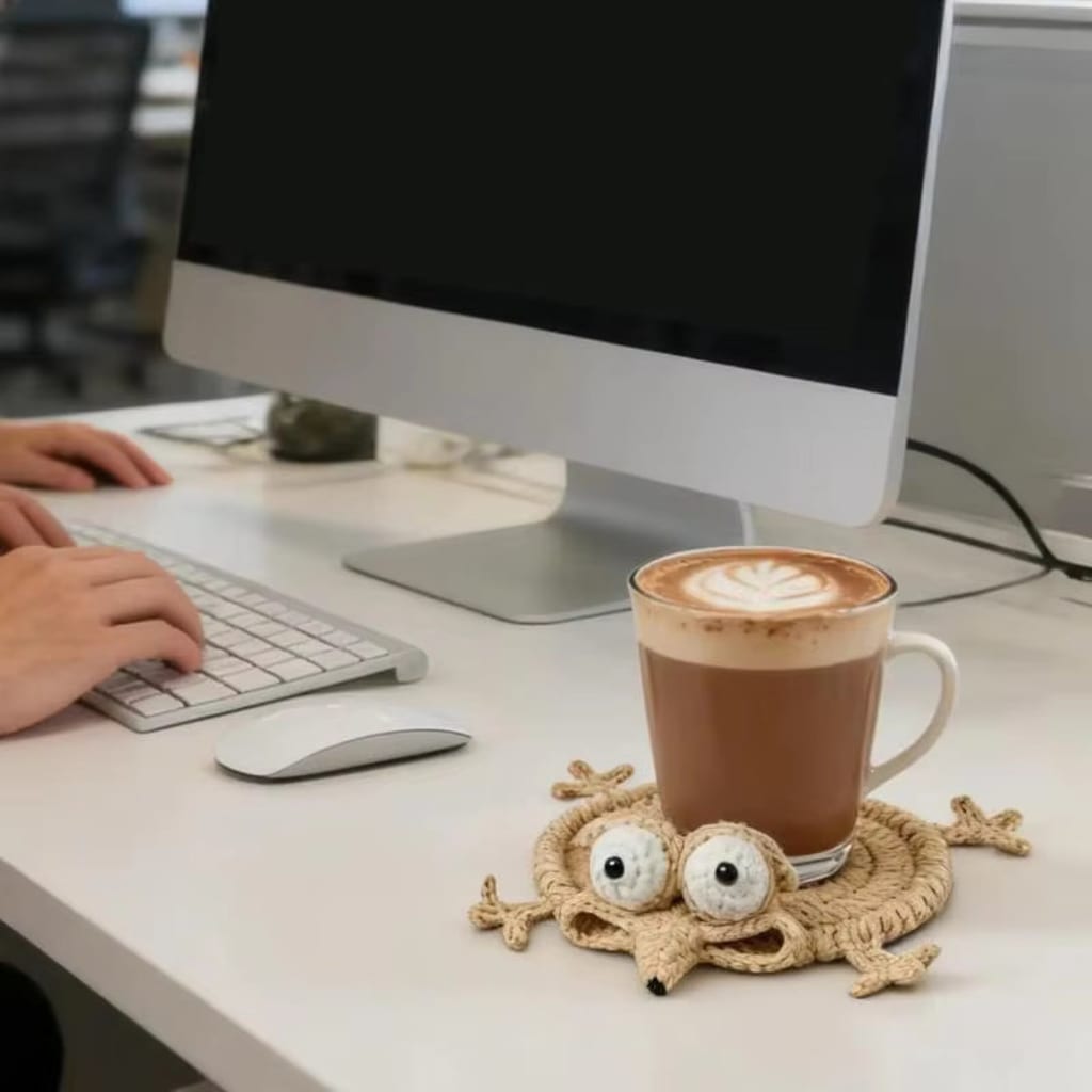 Funny Squirrel Crochet Coaster